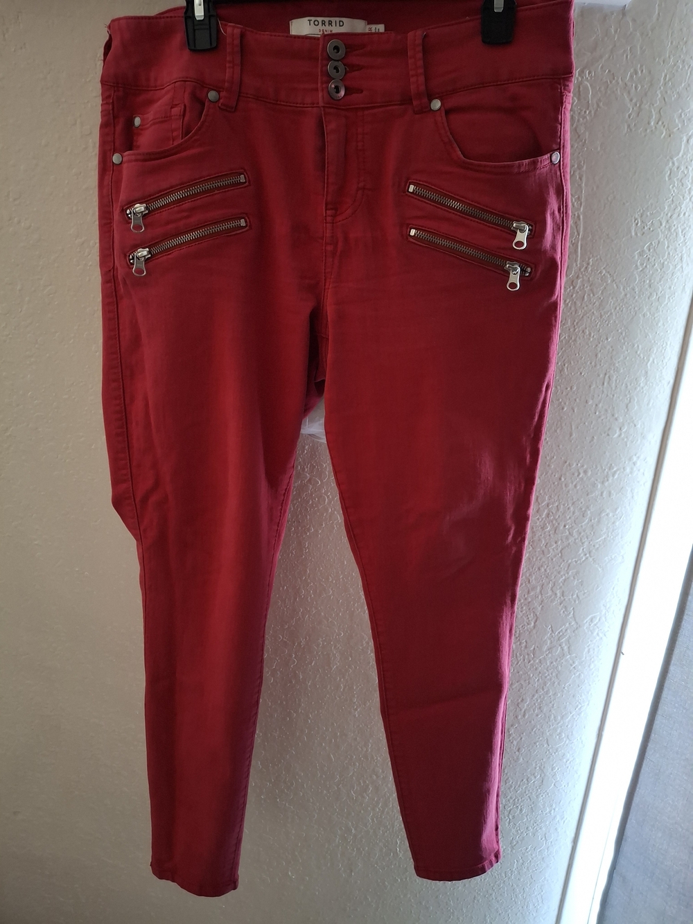 Torrid Red Skinny Zip-Accent Jeans